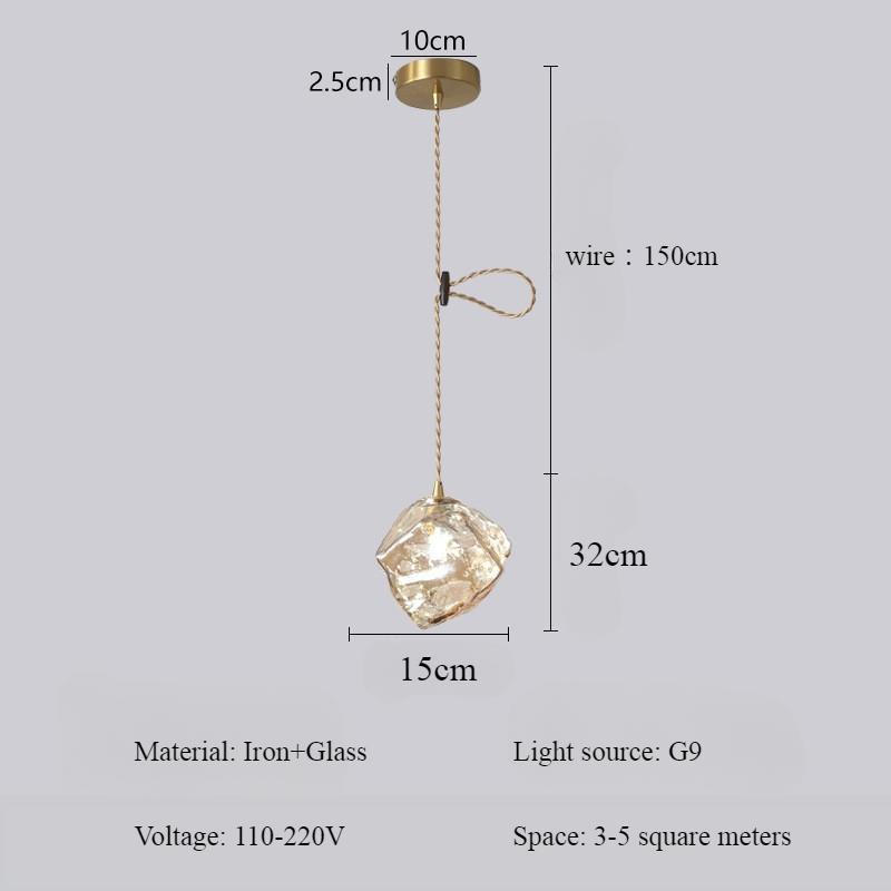 Stained Glass Ice Diamond Pendant Lamp Nordic Light Luxury Amber Glass Restaurant Ceiling Lamp Simple Home Decoration LED Luster