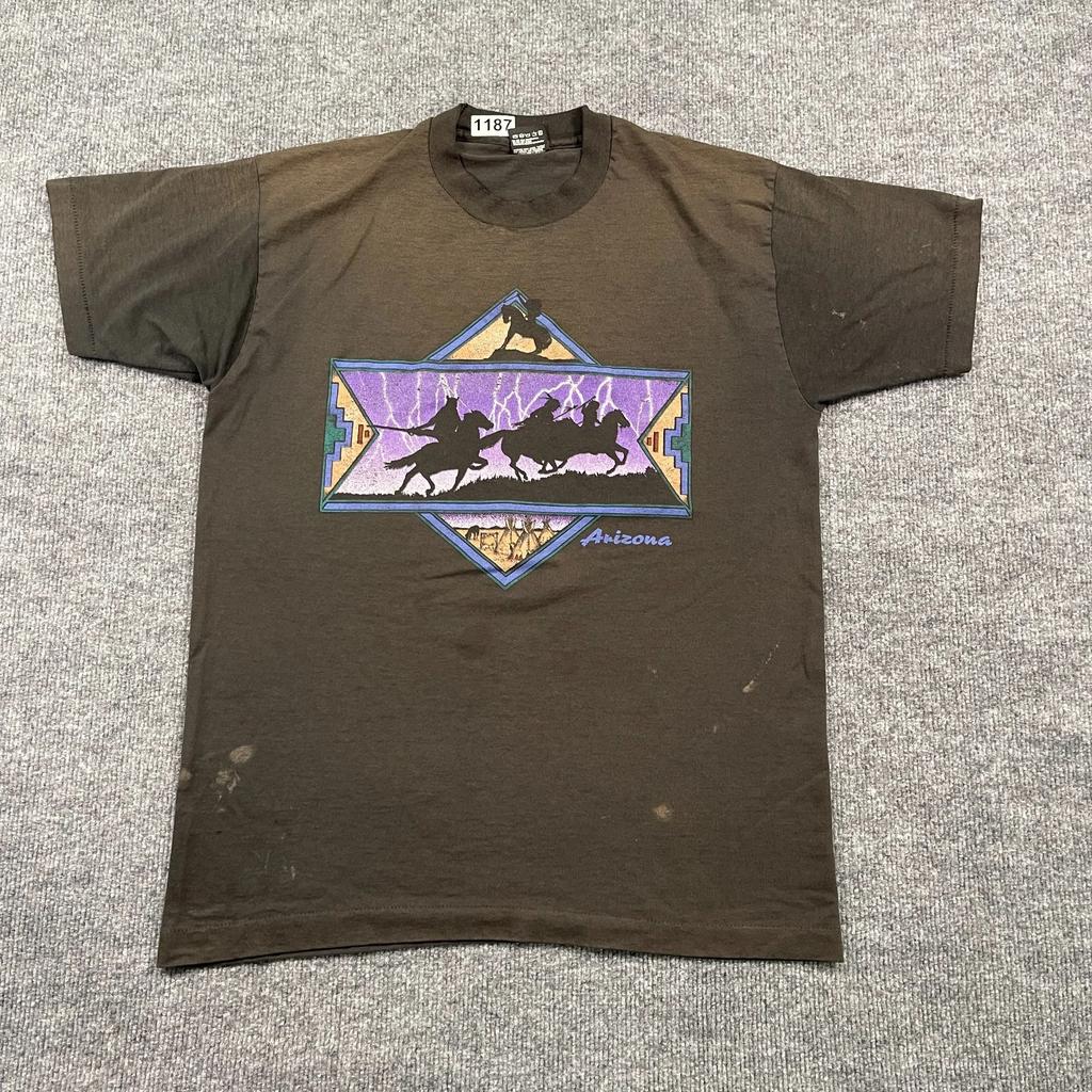 Vintage 90s Native-American Lightning Horse Warrior Shirt Large 21x27 Arizona