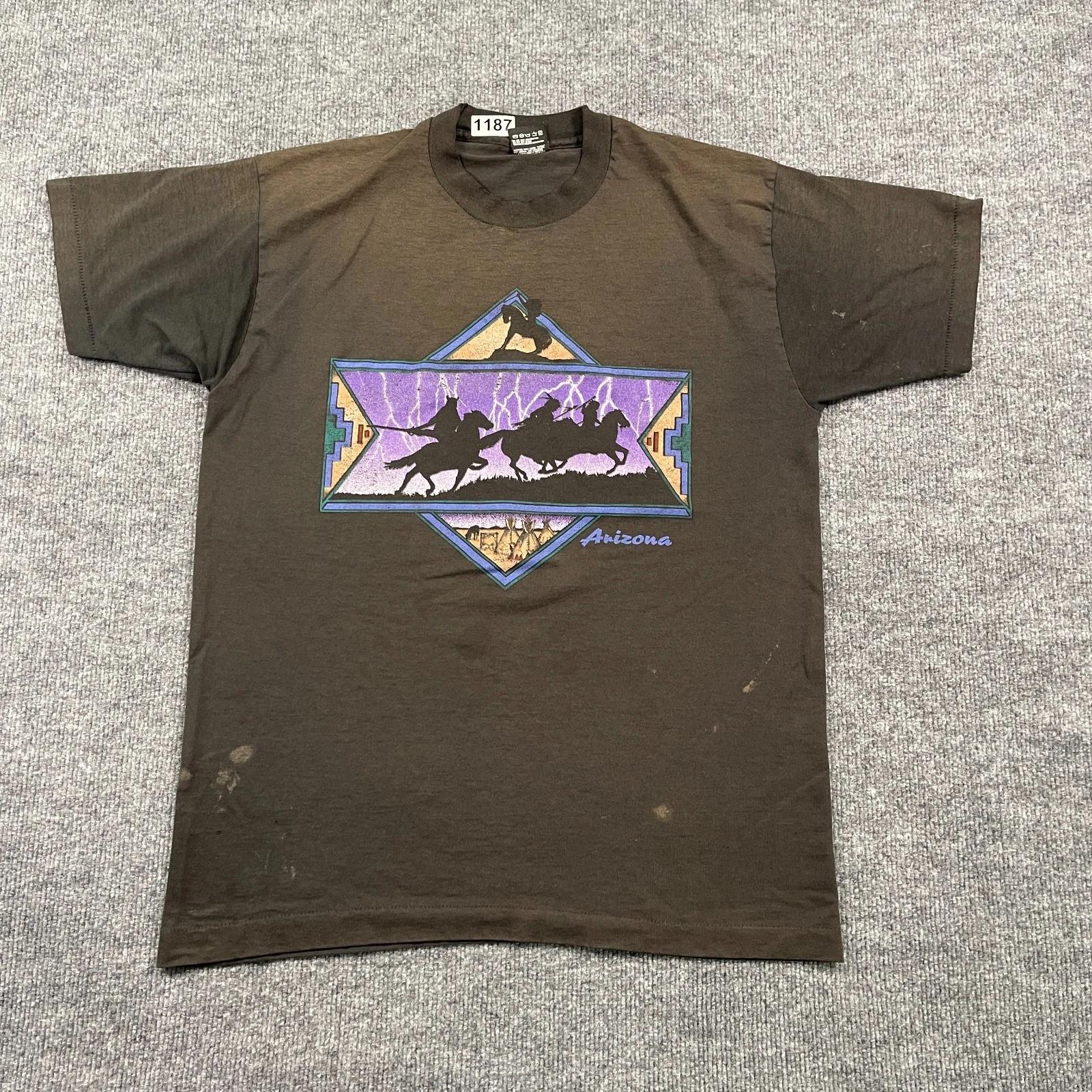 Vintage 90s Native-American Lightning Horse Warrior Shirt Large 21x27 Arizona S