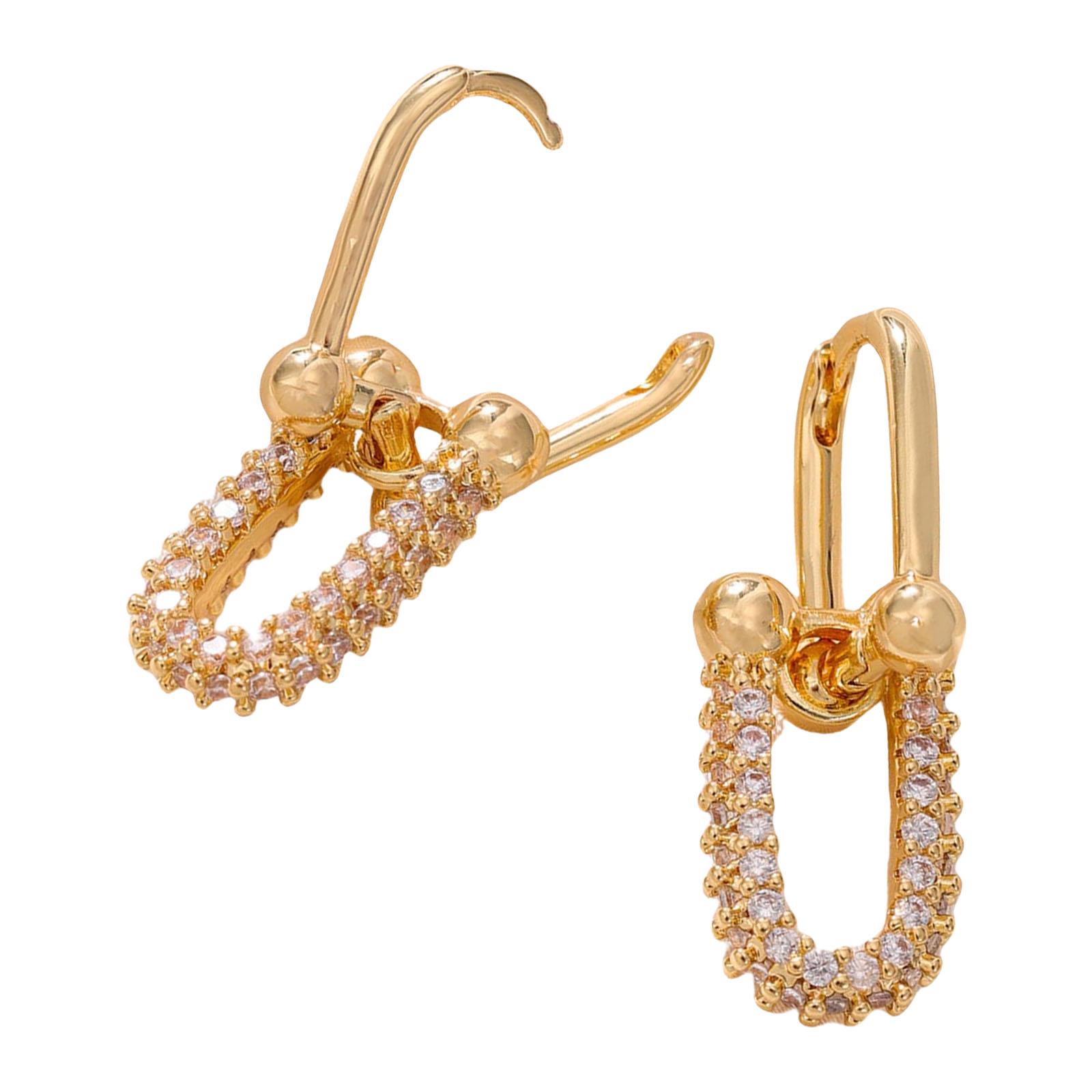 

Элегантные серьги-подвески Rope Drop, модные двойные серьги-кольца с циркониевыми акцентами для модных женщин золотой