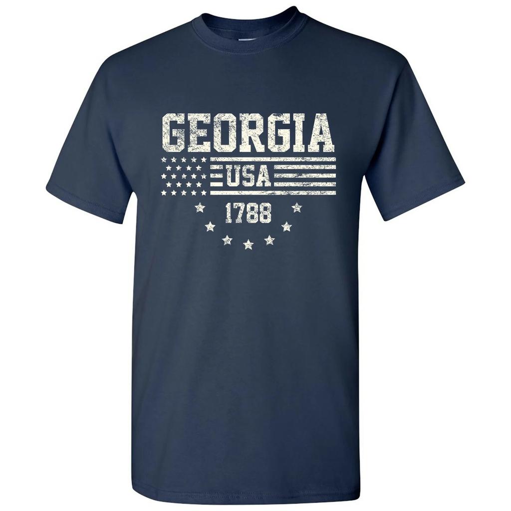 USA Flag Statehood Georgia 1788 - America Founding State Pride T Shirt - Navy