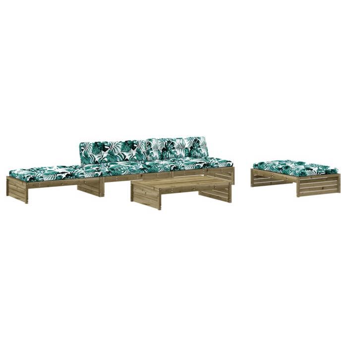 VidaXL Garden Lounge Set with Cushions 5 Pcs, Sofa with Footrest, Furniture Set with Coffee Table Patio Terrace, 3186150
