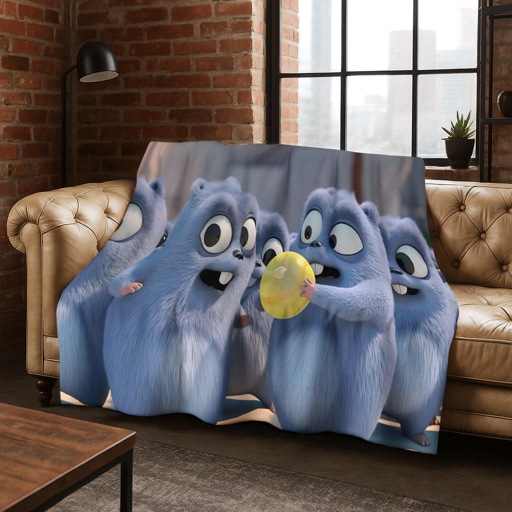 Funny Grizzy and The Lemmings Cartooon Flannel Blanket,Cozy Soft Throw Blanket for Home Bedroom Bed Sofa Picnic Cover Kid Gift
