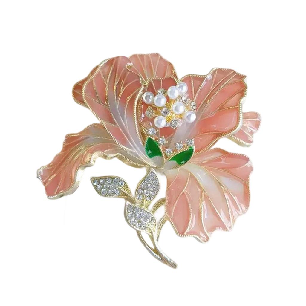 Elegant Floral Brooch With Enamel Craftsmanship And Imitation Pearls Detail For Women Jewelry Accessories
