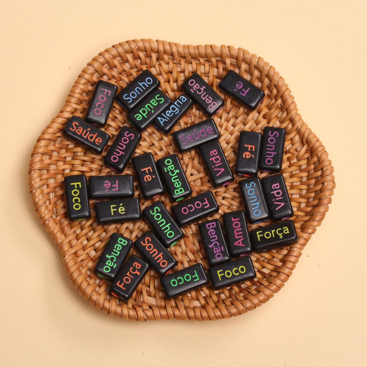 

30 шт. французские слова прямоугольные свободные разделительные бусины для изготовления ювелирных изделий своими руками браслеты ожерелья ручная работа изготовленный вручную материал подвески аксессуары