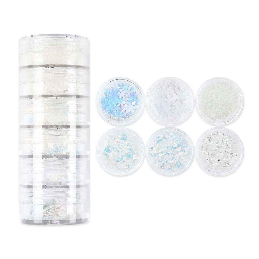 6Pcs/set Xmas Nail Accessories Christmas Nail Sequins Christmas Nail Woolen Powder  Party