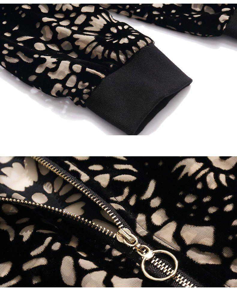 Women's Golden Velvet Autumn Jacket: Chic Hong Kong Style with Print, Loose Fit Baseball Design