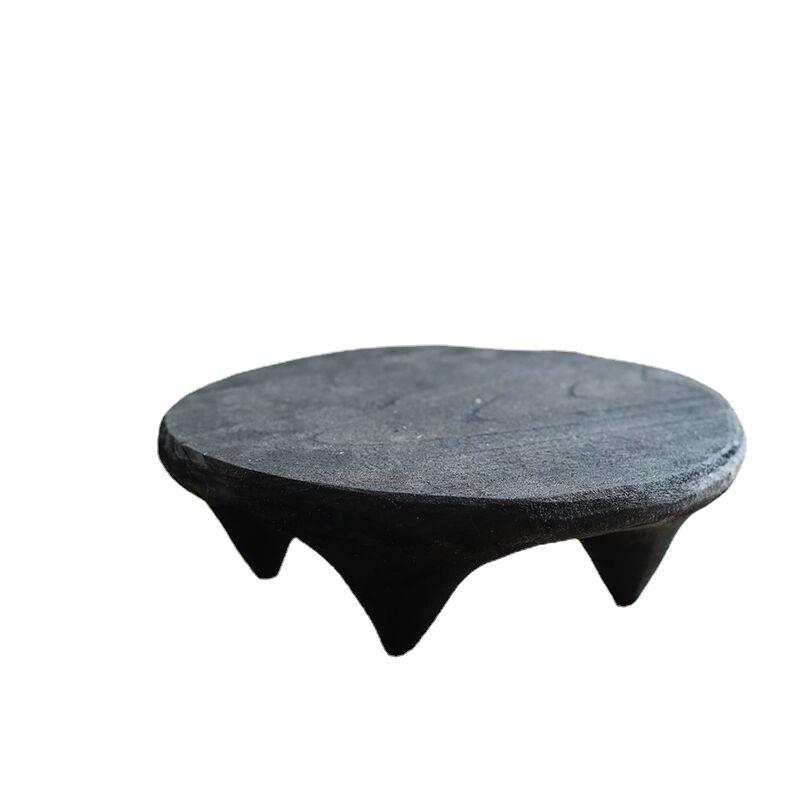 Black Low Legged Tray Creative Solid Wood Storage Tray Tea Set Jewelry Cosmetics Storage Tray Home Decoration Storage Tool