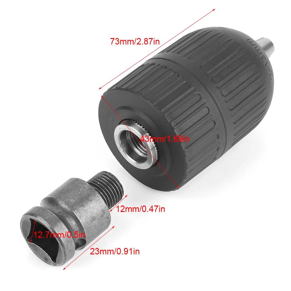 1/2--20UNF Drill Chuck Drill Chuck 2-13mm Keyless Drill Chuck 1/2"-20UNF with 1/2 Chuck Adaptor for Impact Wrench Conversion