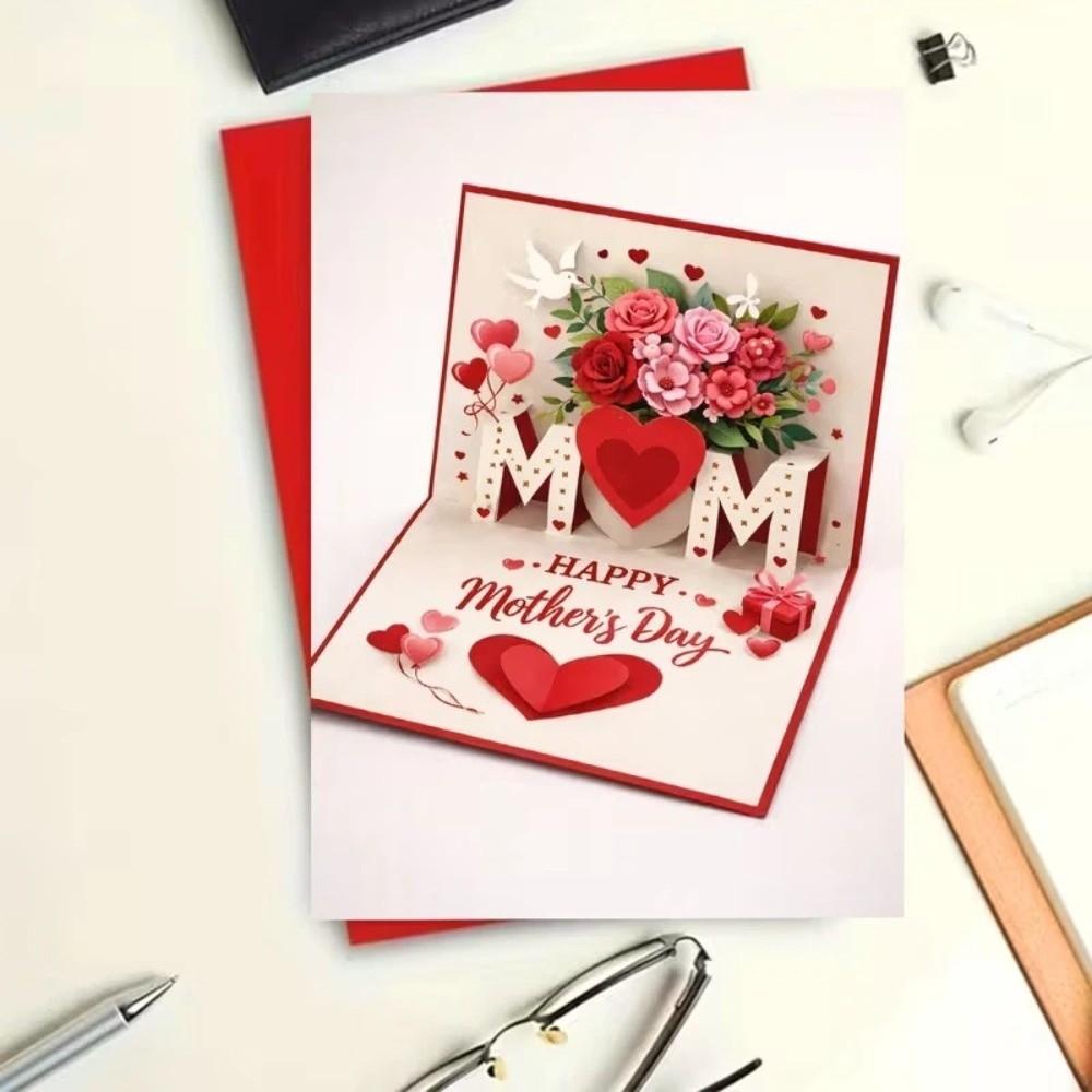 Gift Box Printed Mother's Day Greeting Card Imitation 3D Whimsical Card  Happy Mother's Day