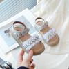 Girls Princess Shoes Summer Lace Beadings Kids Beach Shoes Oepn Toes Elegant Sweet 2025 Summer New Children Sandals Non-slip
