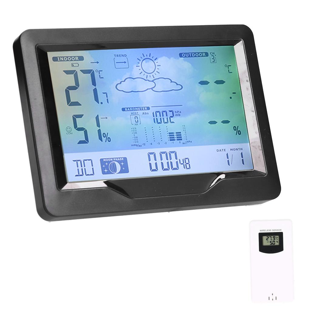Color Screen Wireless Weather Clock Thermometer Hygrometer Electronic Clock with Calendar