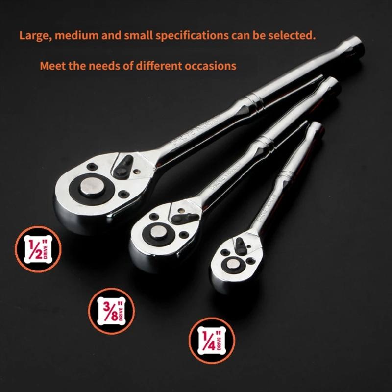 3Pcs Professional Ratcheting Wrench Tool 1/2 3/8 1/4 Inch Perfect For Mechanics And Home Improvement Tasks