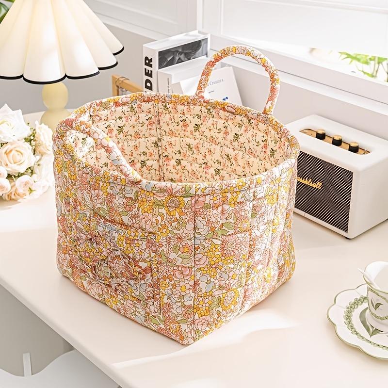 Floral Fabric Storage Bins with Handles, Multi-compartment Organizer for Clothes & Accessories, Bedroom Bathroom Use