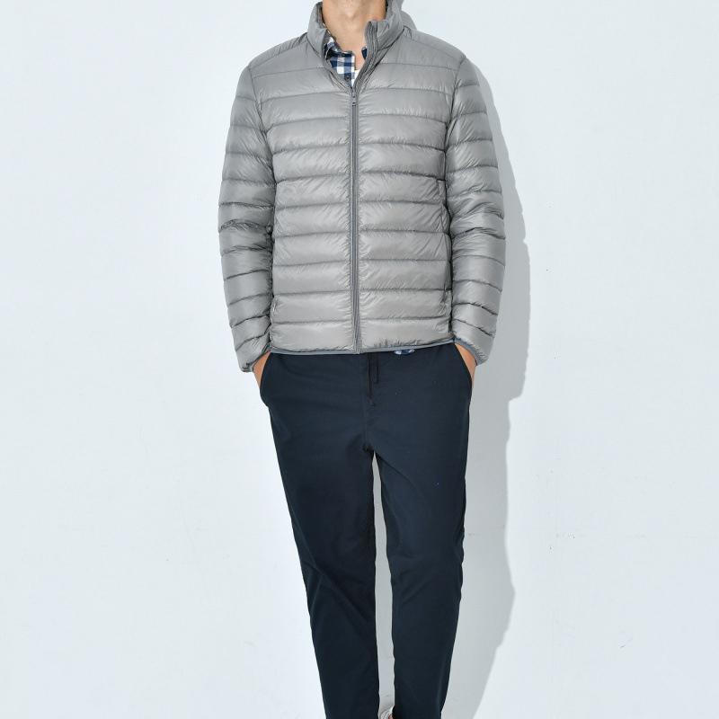 Trendy Lightweight Down Coat Men's Stand Collar Slimming Smooth Jacket Youth Men Casual Scene