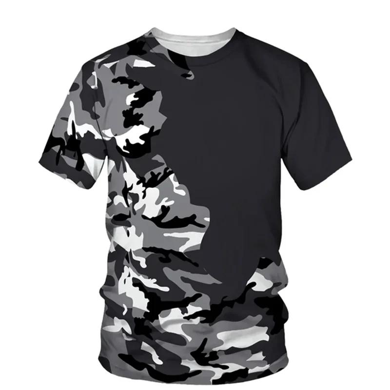 Summer Men's Camouflage Clothing 3D Printed T-shirt Fashionable Casual Short Sleeved Street Popular Plus Size Top