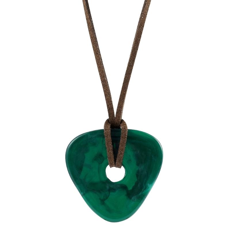 Resin Coraline Stone Necklace Chain Pendant Green Stone Necklace Triangles Charm Rope Chain Halloween Jewelry Accessory
