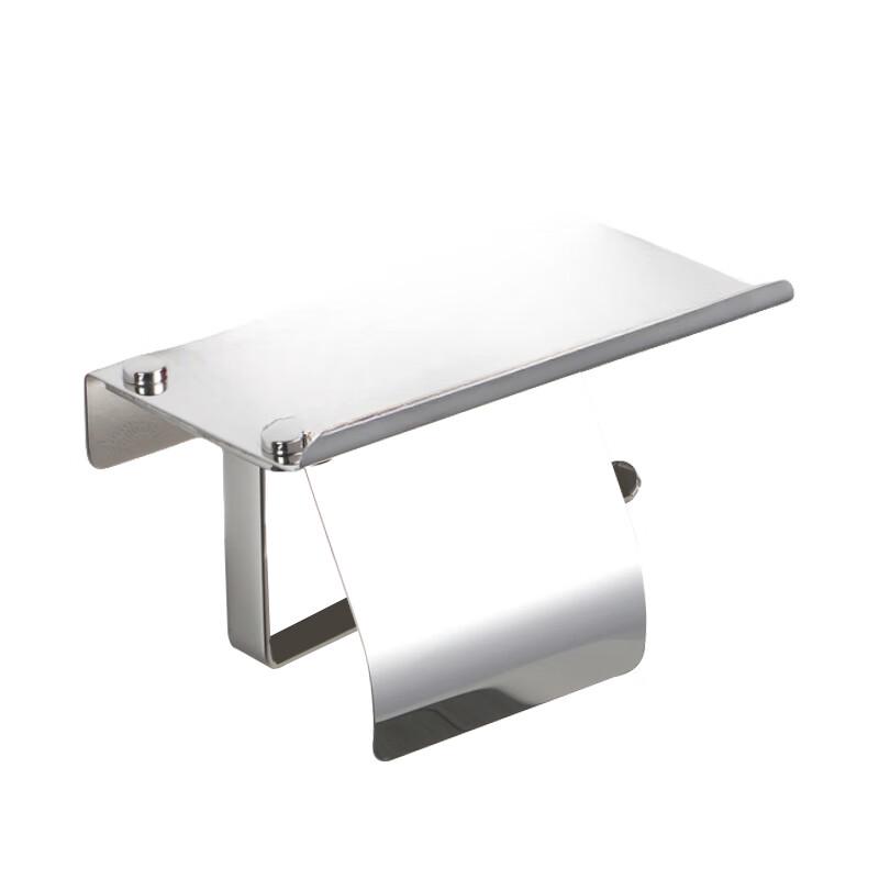 304 Stainless Steel Punch-Free Toilet Paper Holder with Phone Shelf
