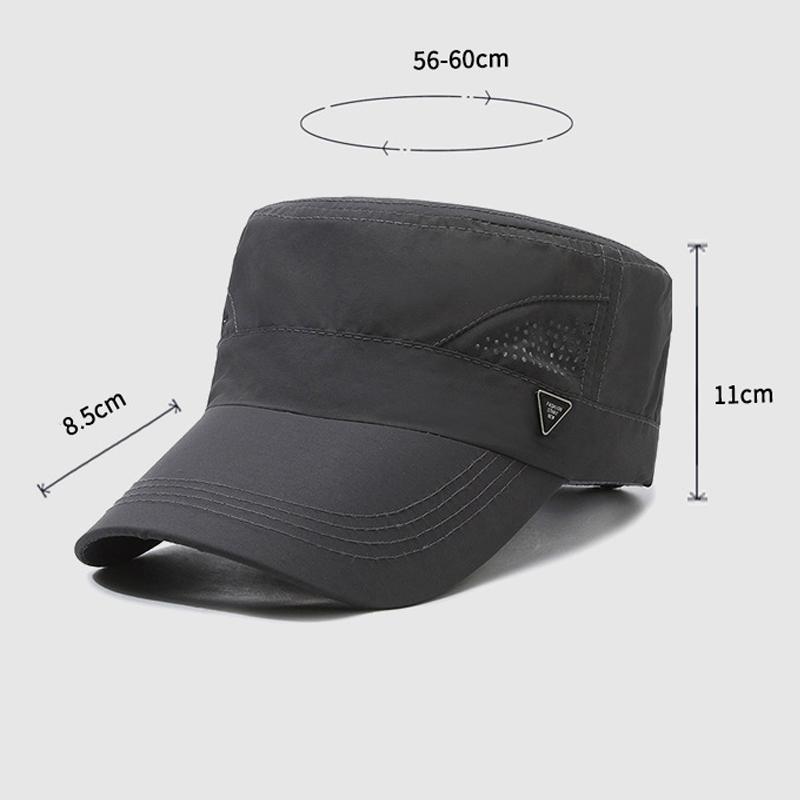 Summer Sunshade Flat Top Hat Men's Outdoor Quick-Drying Hat Fishing Breathable Hat