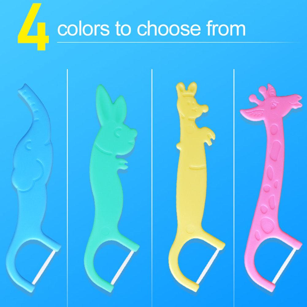 40Pcs Coloful Dental Floss Four Cartoon Animal Shape Toothpicks Interdental Floss Clean Teeth Tool Super Thin Floss Stick