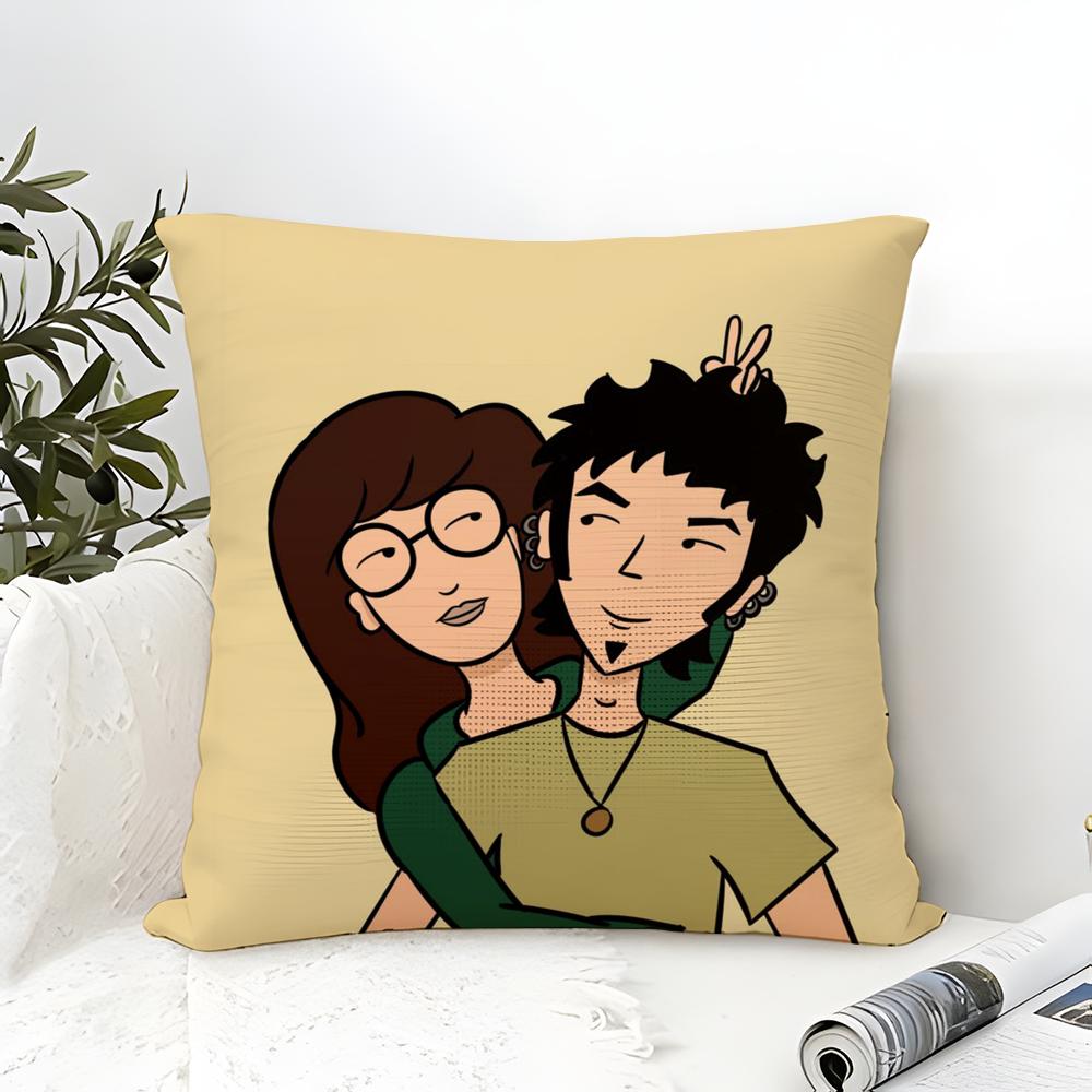 Cartoon DDaria Pillow Case Cotton Linen Fabric Square Zipper Pillowcase Home Decorative Living Room