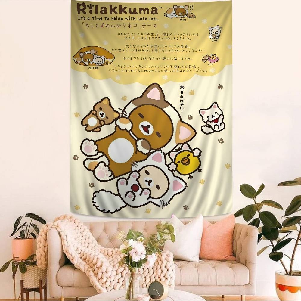 Cartoon Rilakkuma DIY Wandteppich Hängend Tarot Hippie Wandteppiche Schlafsaal INS Heimdekoration