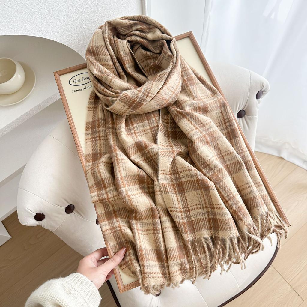 Autumn Winter Women Knitted Scarf Lady Men Sweet Preppy Casual Plaid Tassel Scarve Wrap Shawl Femme Male Unisex Fashion New