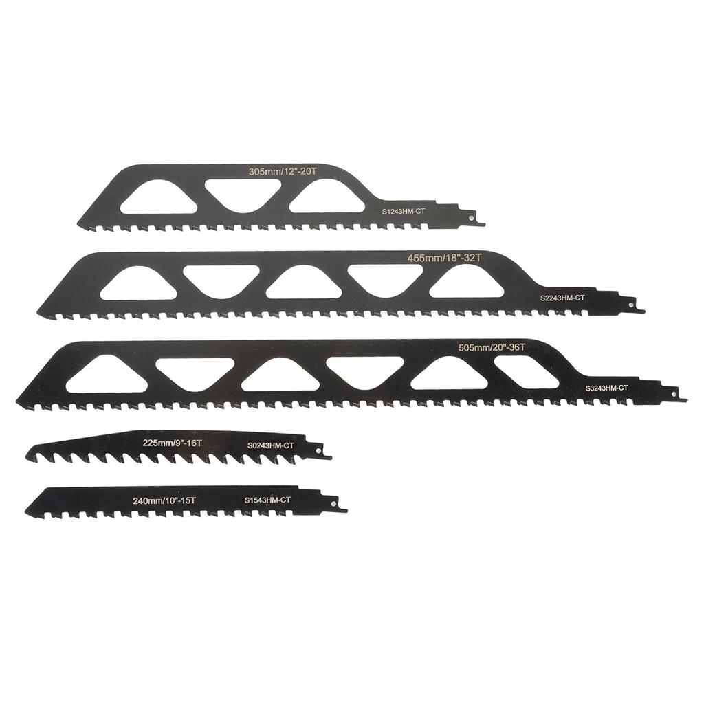 5Pcs Reciprocating Saw Blades Set Metal Coarse Fine Tooth Tipped Cutting for Woodworking Pruning 9