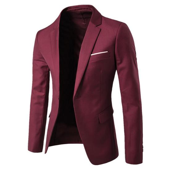 2Pcs/Set Plus Size Men Solid Color Long Sleeve Lapel Slim Button Business Suit