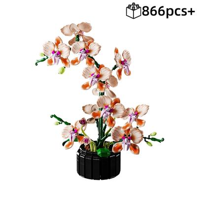 Romantic Valentine Gift 866pcs Orchid Bouquet Building Blocks Model Creative Technical MOC Style Assembly Bricks Home Decoration  No Box