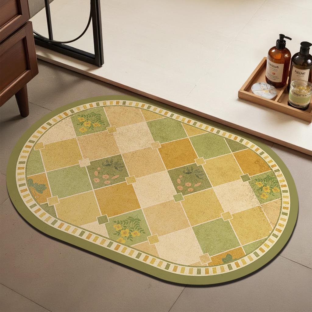 Retro wind diatom mud floor mat household bathroom door bathroom floor mat water absorption quick drying dirt resistant non-slip mat