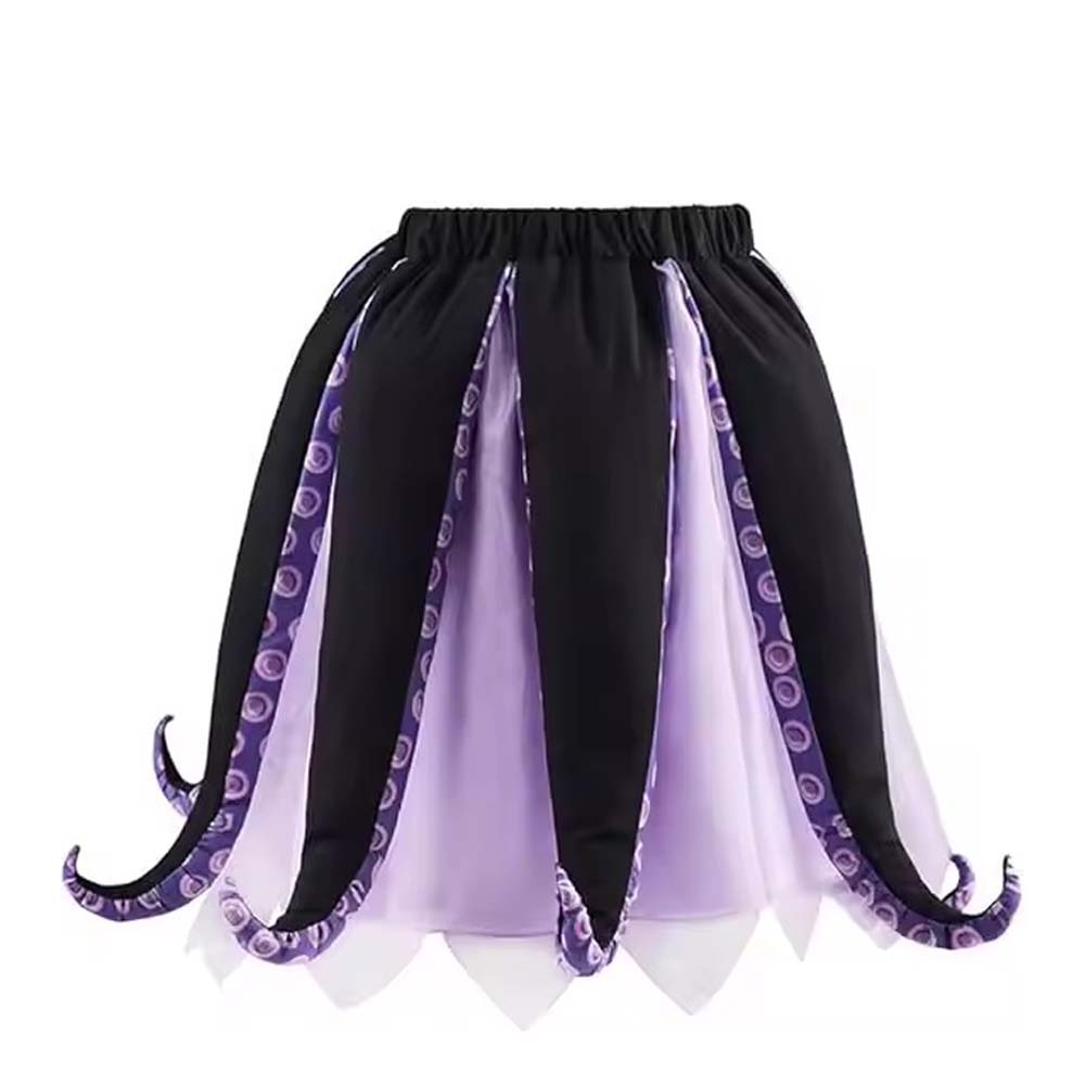 Halloween Carnival Party Ursula Costume Black Purple Skirt Wig Sea Witch Costume Octopus Tentacle Tutu Dress for Women 2XL