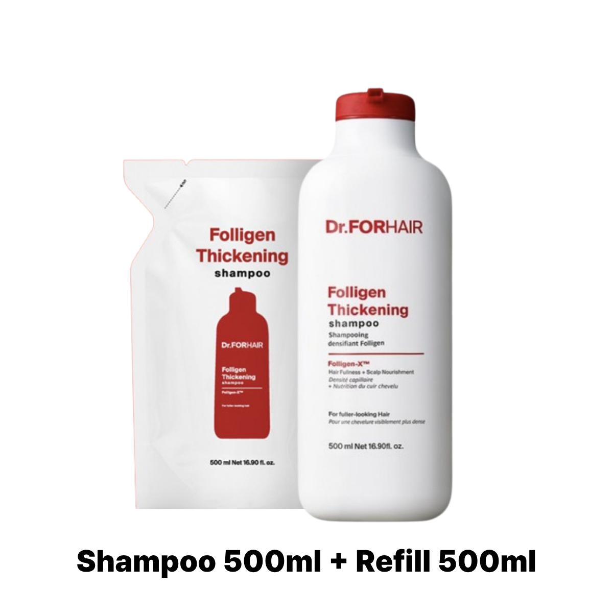 [DR.FORHAIR] Шампунь для густоты волос Folligen 500 мл + Кондиционер 500 мл Shampoo 500ml + Refill 500ml