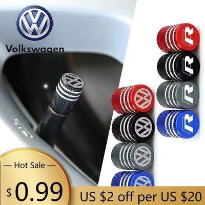 Für VOLKSWAGEN VW 4 Stück Auto Logo Rad Reifen Ventilschaftkappen Luftabdeckungen für Volkswagen Rline Golf GTI Bora Passat Jetta Käfer Tig