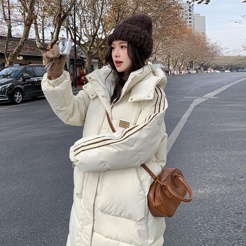Long Over-the-knee Padded Jacket Loose Hooded Padded Jacket Winter Fashion Padded Jacket Women