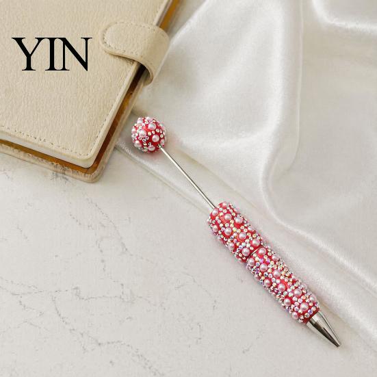 Luxury Faux Diamond Pen DIY Beadable Pen, Rhinestone Pearl Ballpoint Fancy Glitter Creative for Crafting, Student Stationery Office Writing
