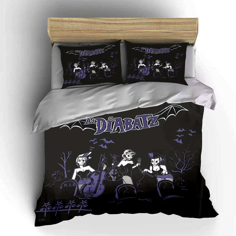 Gothic Band Graveyard Theme Bedding Duvet Cover Set Duvet Cover Pillowcases  (1*Duvet Cover 2*Pillowcases, without duvet insert)