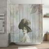 Elegant Vintage Bath Shower Curtain Cream Floral Victorian Woman Design Printed Polyester Waterproof Bathroom Liner With Hook Ri