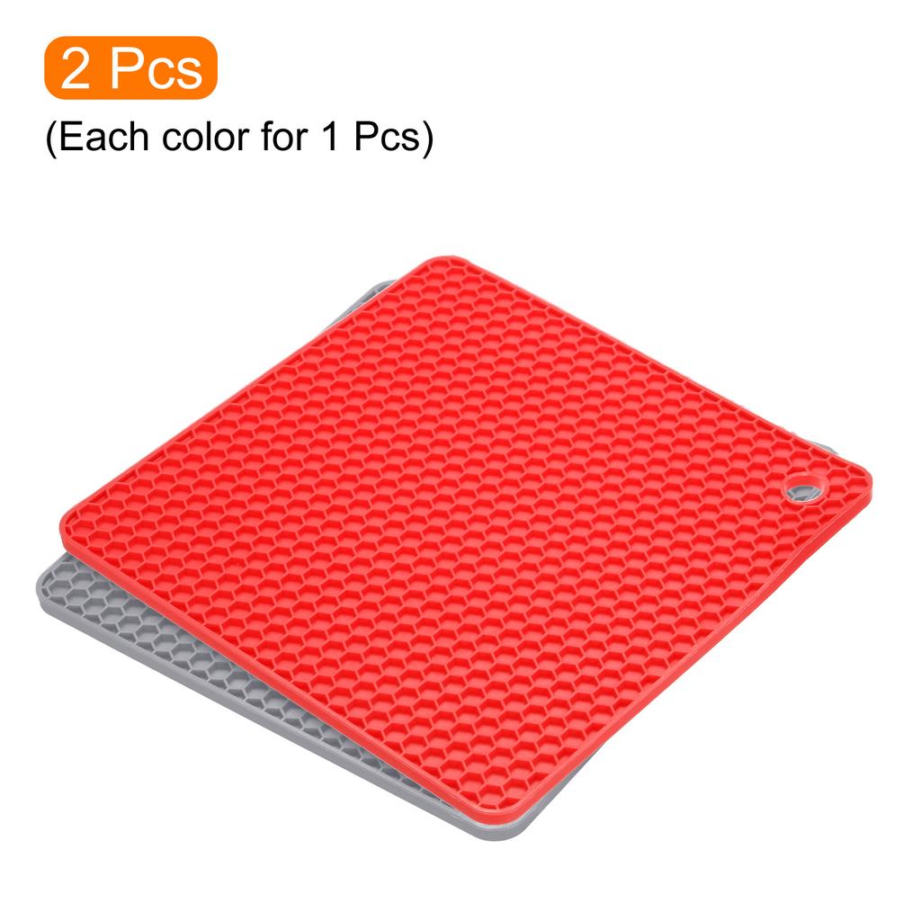 2pcs Uxcell Dish Drying Mat Set 18 X 18 Cm Silicone Reusable Drain Pad Heat Resistant Suitable for Kitchen Counter Fridge Drawer