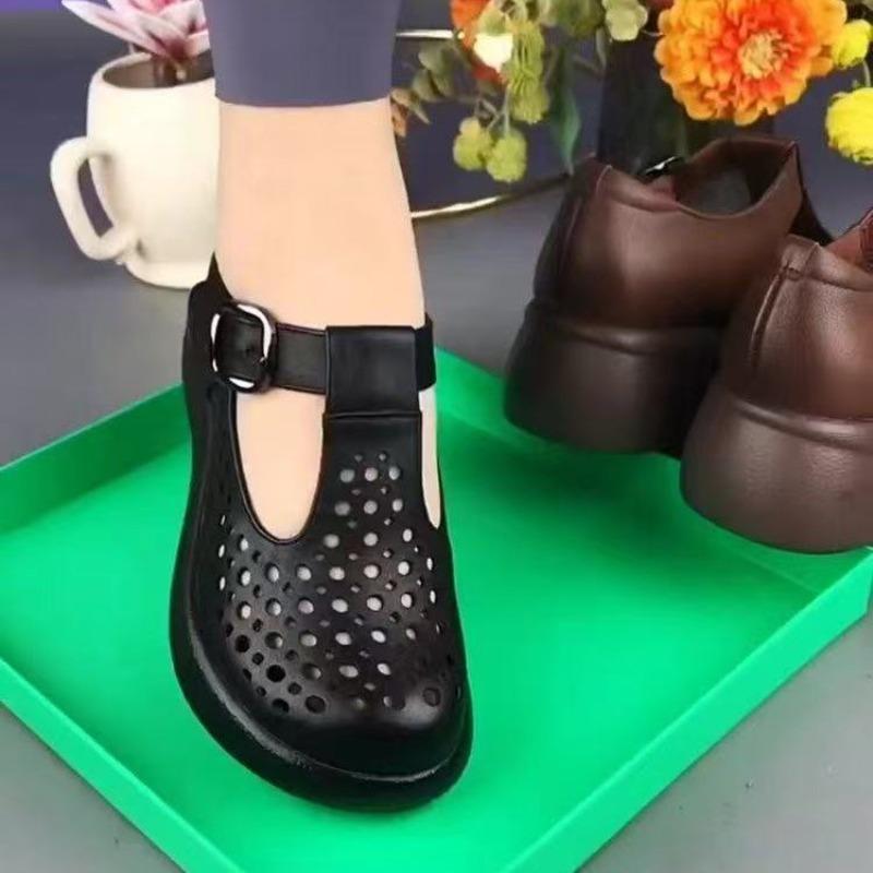 Summer new muffin sole hollow hole shoes women's hollow thick sole soft surface single shoes women's shoes
