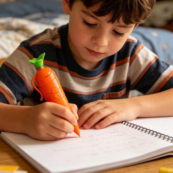 Carrot Shape Voice Recorder Pen with 60-Second Recording Cute Ballpoint for Students Teachers Funny Gift for Classroom Office