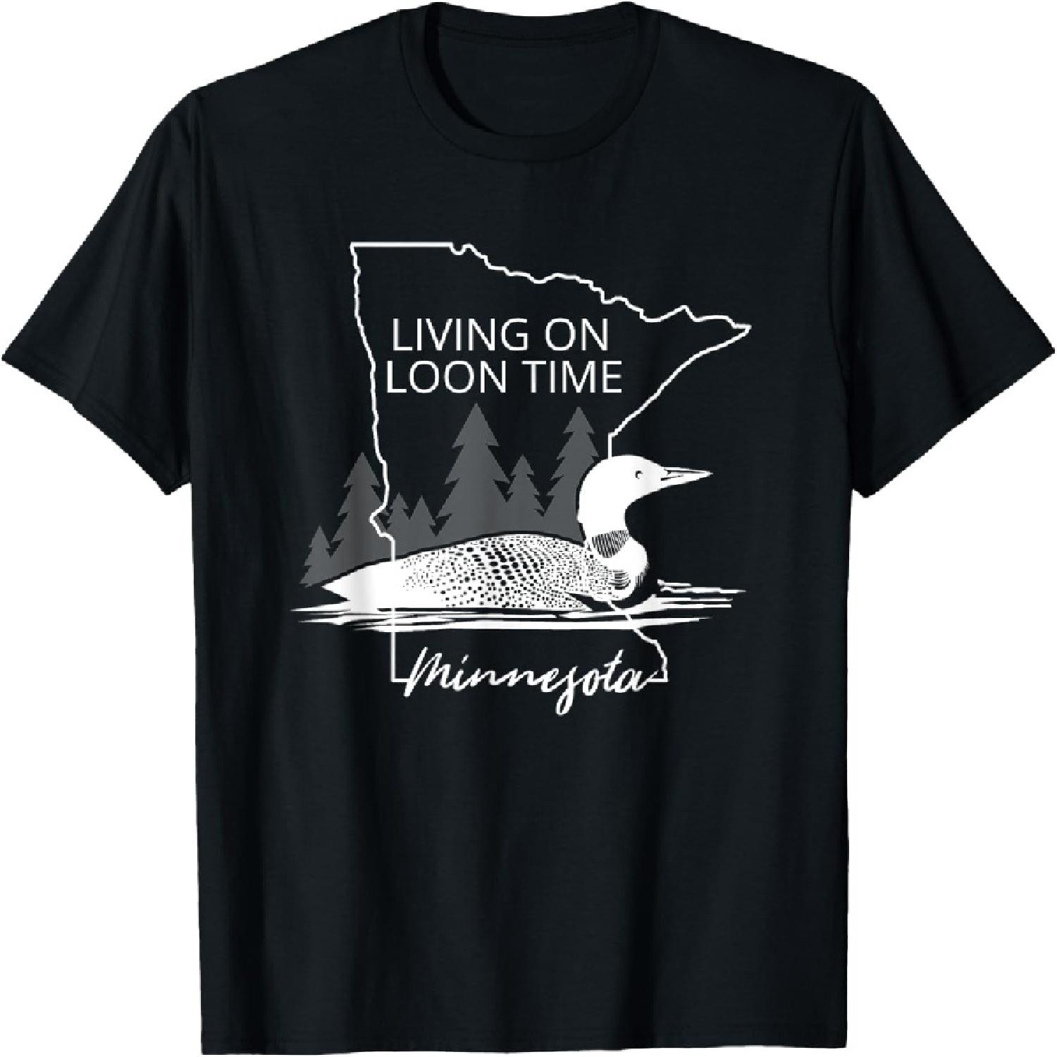 Living On Loon Time Minnesota State Bird Common Loon T-Shirt S