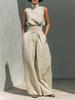 Set Casual Donna Cotone Lino Senza Maniche Pantaloni Lunghi Europeo & Americano Primavera/Estate 2026