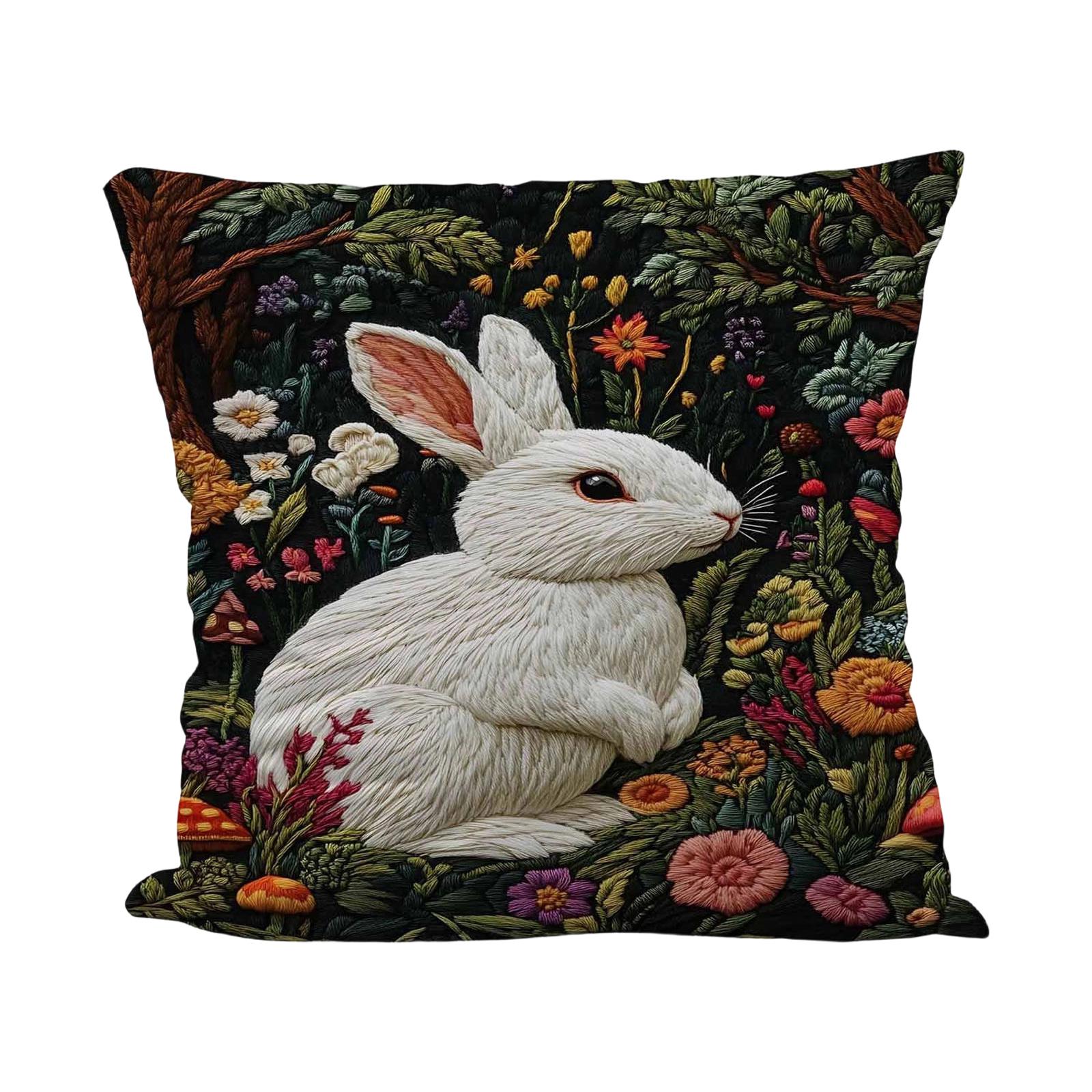 Easter Bunny Egg Pillowcase Imitation Embroidery Polyester Pillowcase One Size 647₽