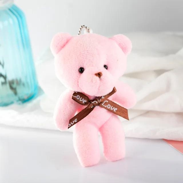 1pc Plush Bear Keychain Soft Stuffed Toys Cute Mini Teddy Bear Plush Doll For Girl Bag Pendant Key Ring Wedding Party Decoration