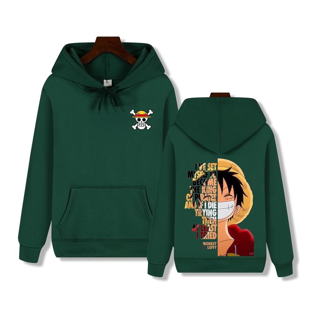 Pánská mikina One Piece vysoké kvality, mikina s potiskem Kapitána Luffyho, podzimní a zimní, silná, hřejivá, základní jednoduchý top