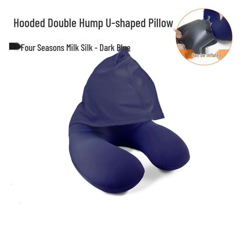 Lishen Portable Inflatable U-Shaped Travel Neck Pillow with Hood
