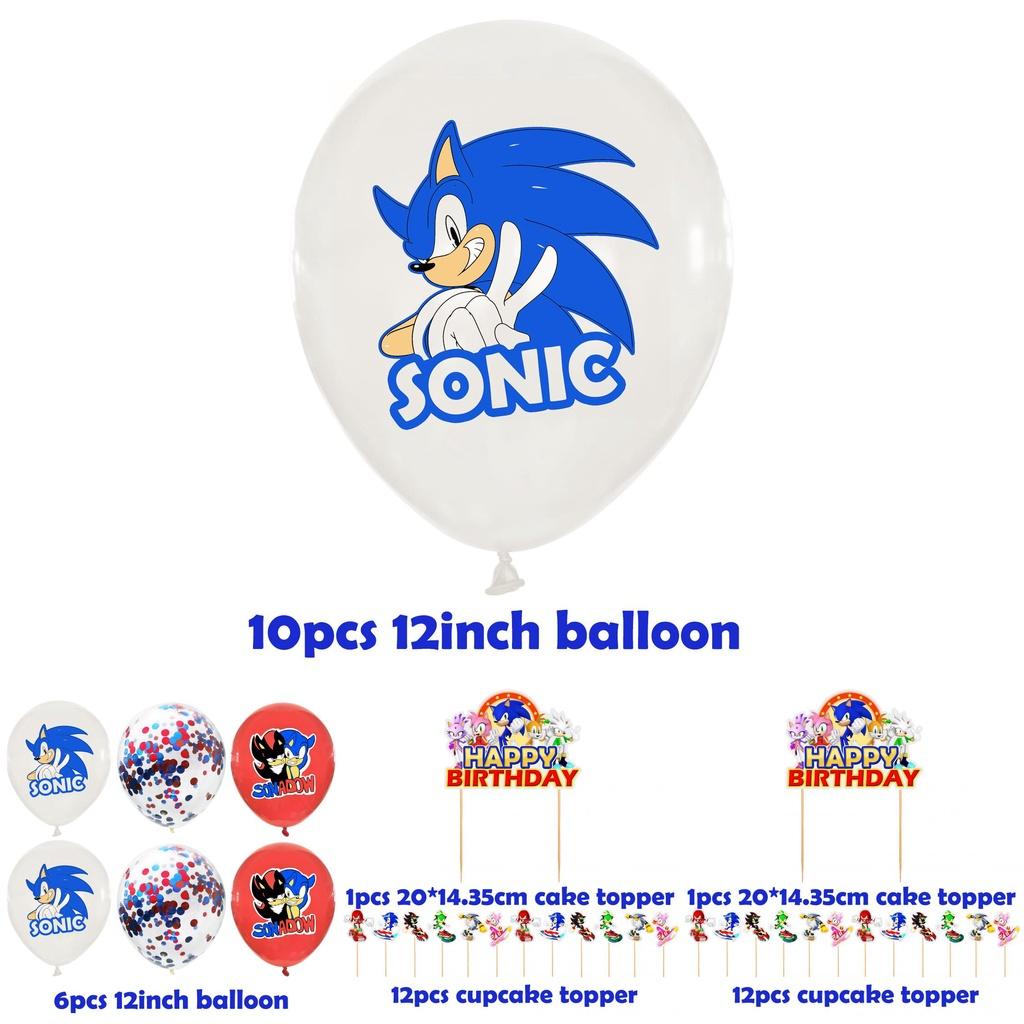 Sonic Balloon Cartoon Blue Pink Dog Cake Topper Birthday Decoration Supplies