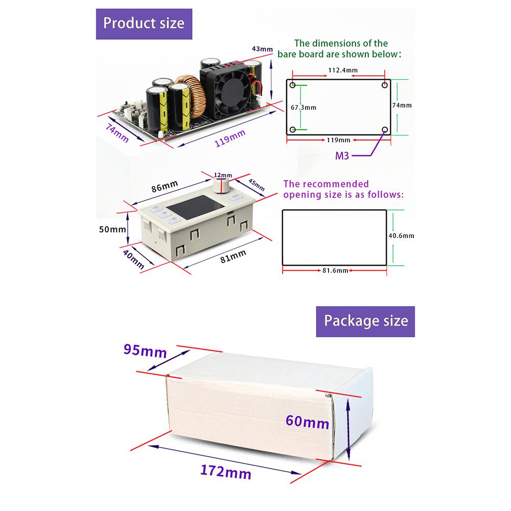 XY12522S CNC DC Adjustable Voltage Reduction Power Supply Constant Voltage/Current Module with True Color LCD Screen