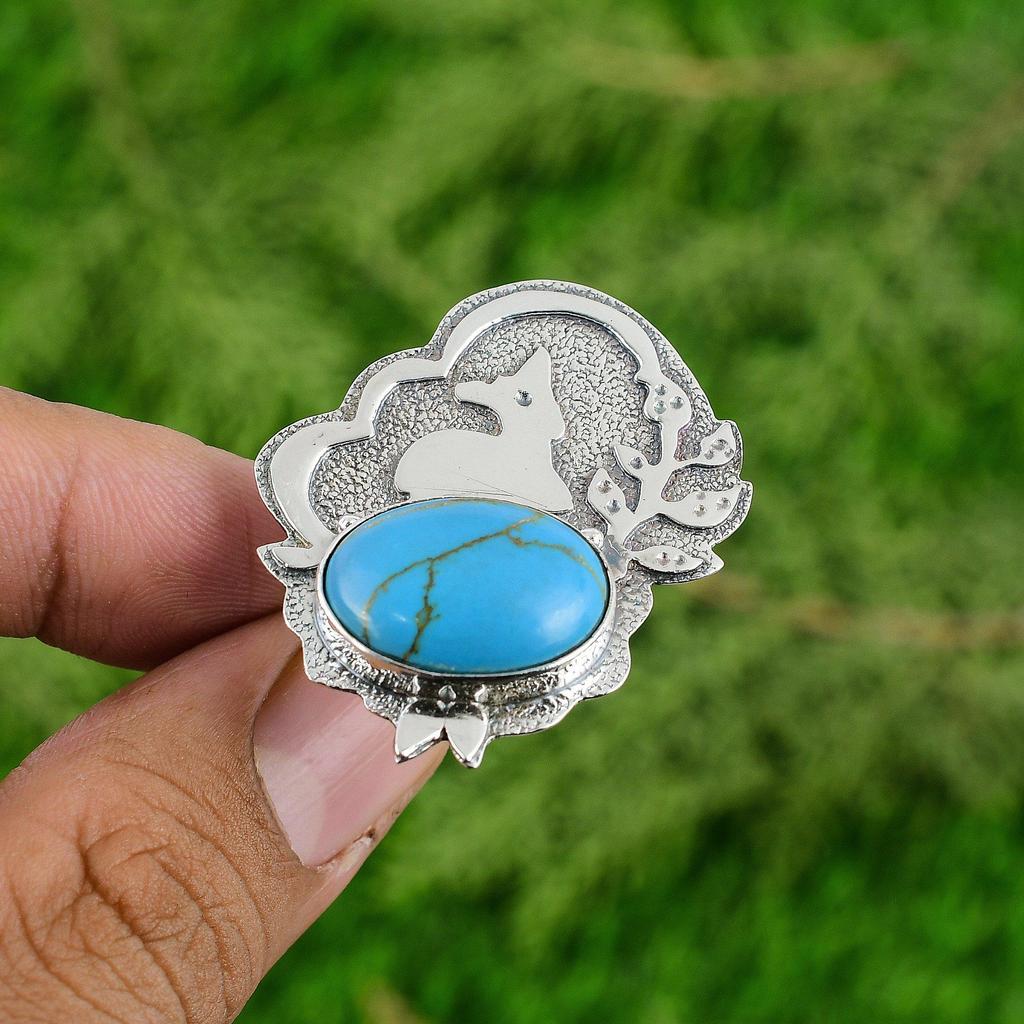 925 Sterling Silver Natural Copper Arizona Turquoise Multi Stone Ring Jewelry